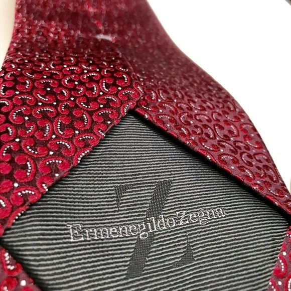 Ermenegildo Zegna Tie REGAL Red pattern Silk Italy - Picture 8 of 8